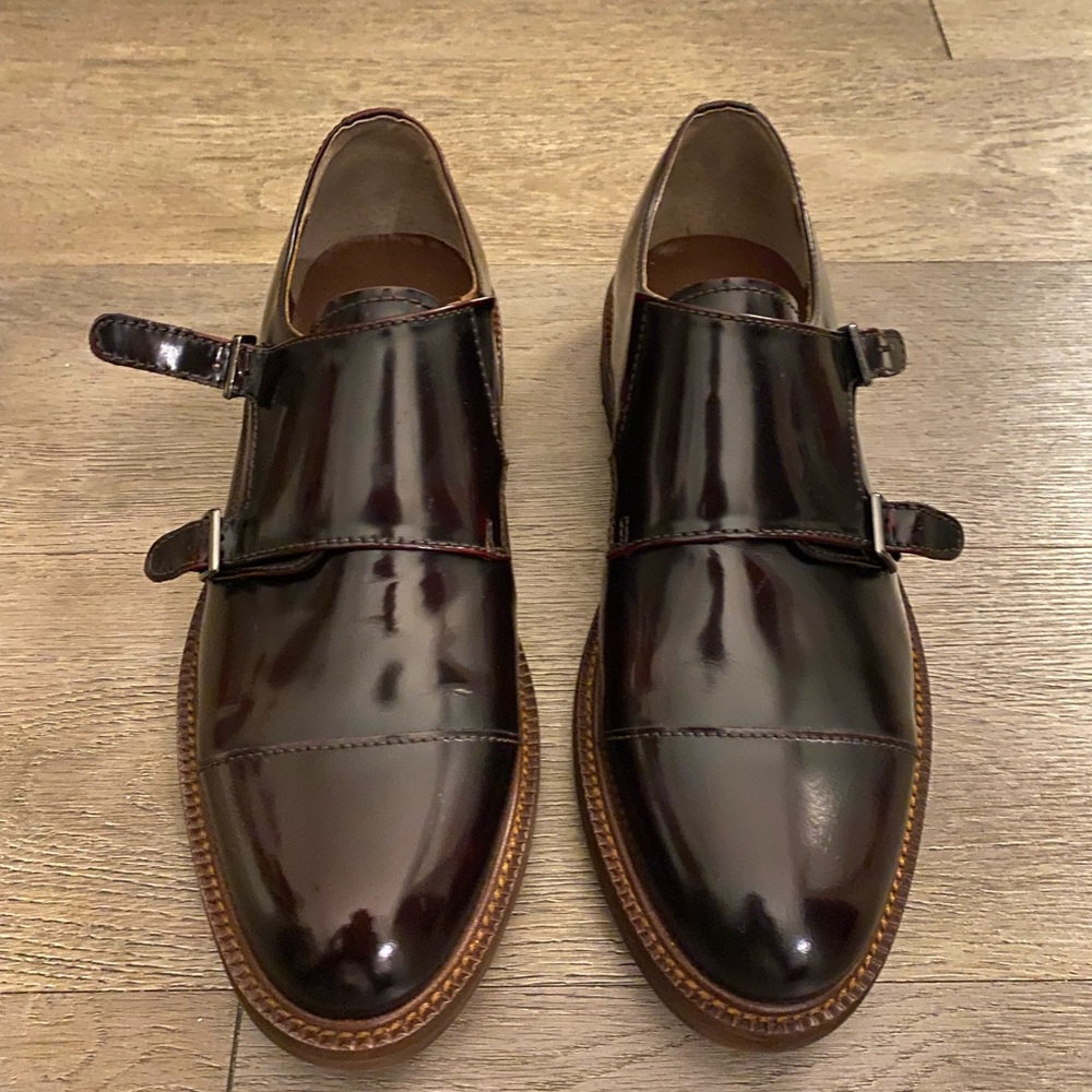 Men's Vintage Foundry CO Double Monk Strap Leather Shoes - Burgundy